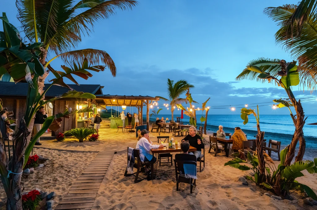 Dinner on the sand at The Green Room, Playa La Pastora